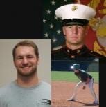 A collage of photos with a man in uniform.