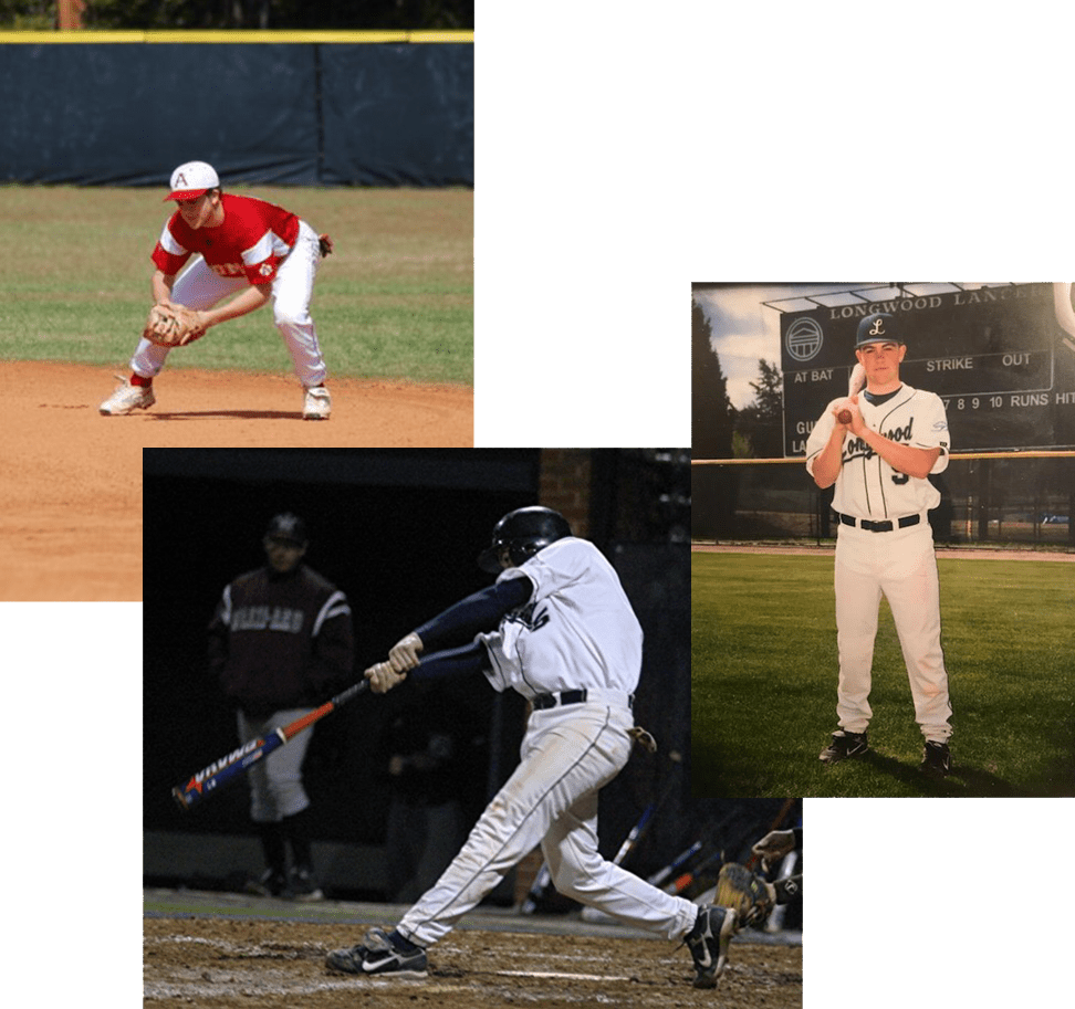 A series of three pictures showing baseball players.