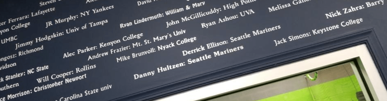 A close up of the name plate on a plaque