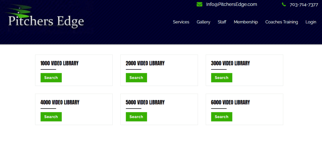 A screenshot of the video library page.