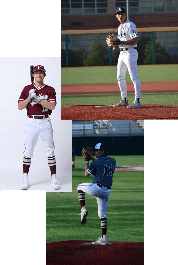 Three different pictures of a baseball player.